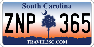 SC license plate ZNP365