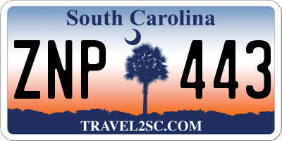 SC license plate ZNP443
