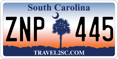 SC license plate ZNP445
