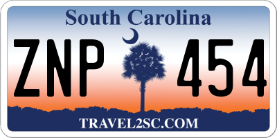 SC license plate ZNP454
