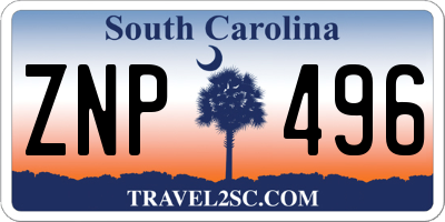 SC license plate ZNP496