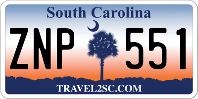 SC license plate ZNP551