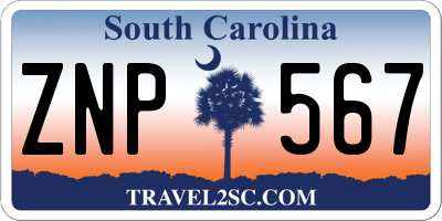 SC license plate ZNP567