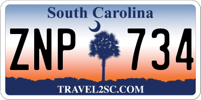 SC license plate ZNP734