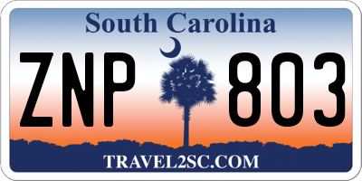 SC license plate ZNP803