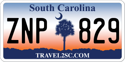 SC license plate ZNP829