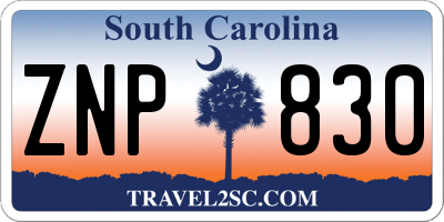 SC license plate ZNP830