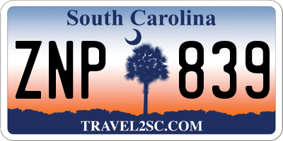 SC license plate ZNP839
