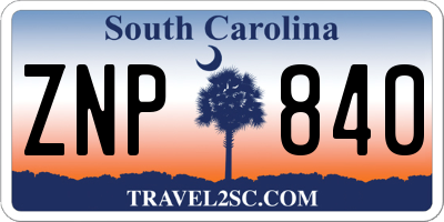 SC license plate ZNP840