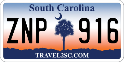 SC license plate ZNP916