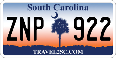 SC license plate ZNP922