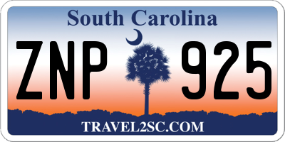 SC license plate ZNP925