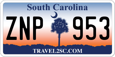 SC license plate ZNP953