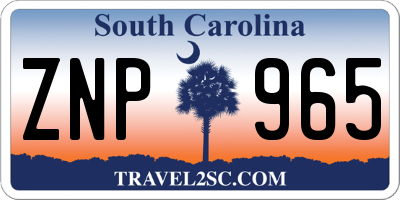 SC license plate ZNP965
