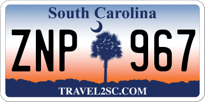 SC license plate ZNP967