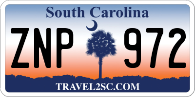 SC license plate ZNP972