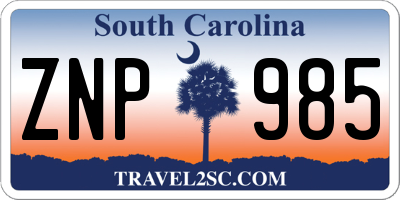 SC license plate ZNP985