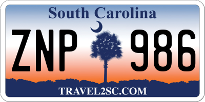 SC license plate ZNP986