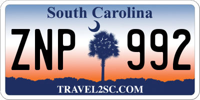 SC license plate ZNP992