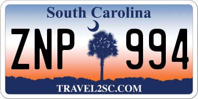 SC license plate ZNP994
