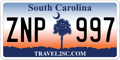 SC license plate ZNP997