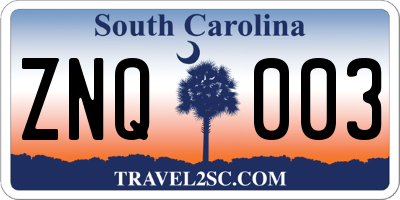 SC license plate ZNQ003