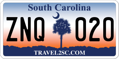 SC license plate ZNQ020