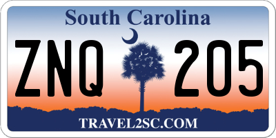SC license plate ZNQ205