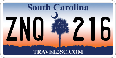 SC license plate ZNQ216