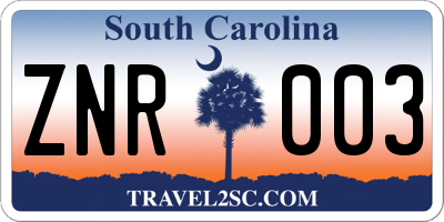 SC license plate ZNR003