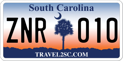 SC license plate ZNR010