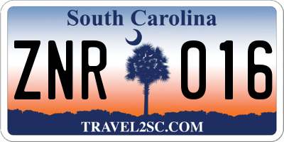 SC license plate ZNR016