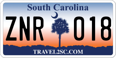 SC license plate ZNR018
