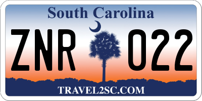 SC license plate ZNR022
