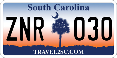 SC license plate ZNR030
