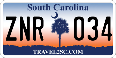 SC license plate ZNR034