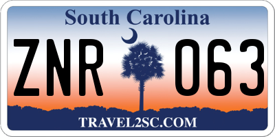 SC license plate ZNR063
