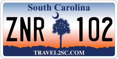 SC license plate ZNR102