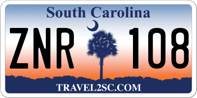 SC license plate ZNR108