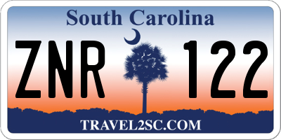 SC license plate ZNR122