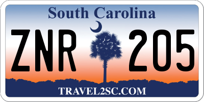 SC license plate ZNR205