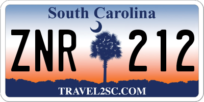 SC license plate ZNR212
