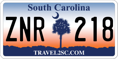 SC license plate ZNR218