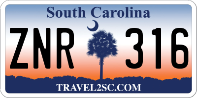 SC license plate ZNR316