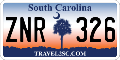 SC license plate ZNR326