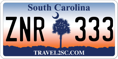 SC license plate ZNR333