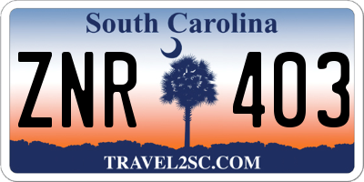 SC license plate ZNR403