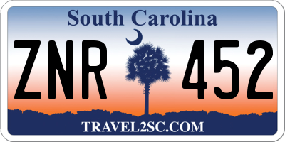 SC license plate ZNR452