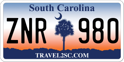 SC license plate ZNR980