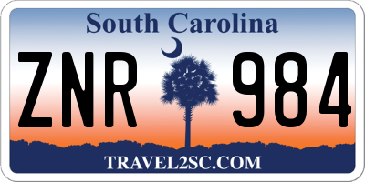 SC license plate ZNR984